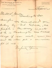 1901 Baltimore Foundry Co Letterhead Business Letter Iron Castings Shipment
