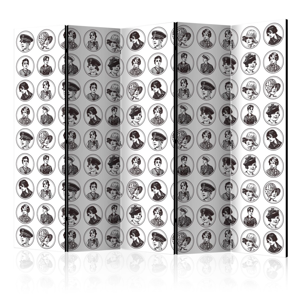 Paravent 5 volets 20s&30s 172x225cm en bois noir pour separation de salon