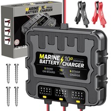 Smart 3 Bank Marine Battery Charger 10X3, 30A 10A/Bank 12V,Waterproof,lifep...