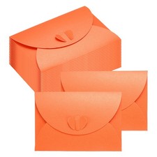 4.1x2.8 Inch Mini Card Envelopes, 50PCS Cute Cards with Heart Clasp, Orange