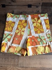 Vintage 60s 1960s Colorful Flower Beach Surf Shorts Kauai