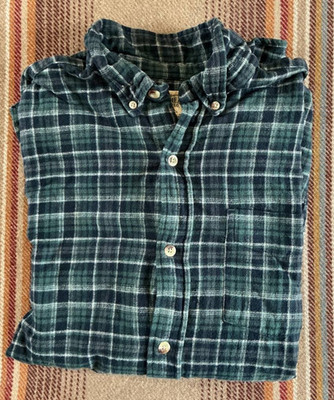 Redhead Men s Plaid Shirt Ultimate Flannel Button Down L Blue Green