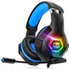 Gaming Headset Stereo Surround Sound Headphones with Breathing M, Blue 