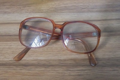 Vintage Clear Honey Amber Glasses Frame Classic Retro Silhouette
