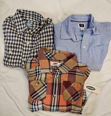 Lot Of 3 Boys Long Sleeve ButtonUp Shirts- Gap, Janie And Jack, The Old Navy NWT