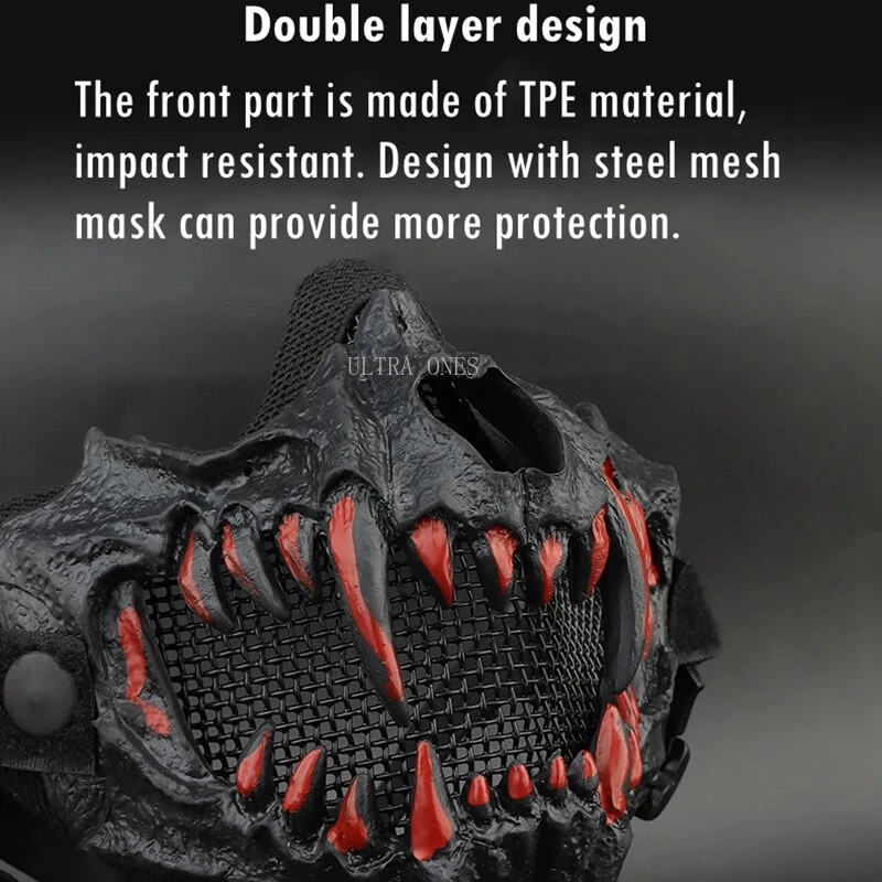 New Adjustable Foldable Metal Mesh Tactical Airsoft Half Face Mask for Wargame - Image 4 of 4