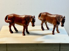 Marx 1950's vintage pair of brown plastic 60mm farm horse.s