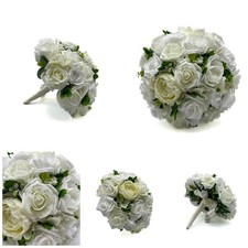 Artificial Wedding Flowers Ivory White Rose Ranunculus Package Bouquet Posy 