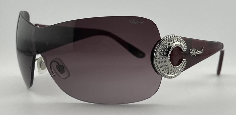 Auténticas gafas de sol Chopard púrpura SCH 939S hermosas sombras descontinuadas escudo Foto 2 de 4
