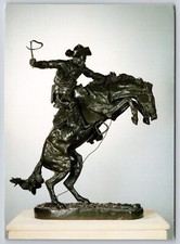 Postcard of The Broncho Buster by Frederic Remington Bronze Sculpture