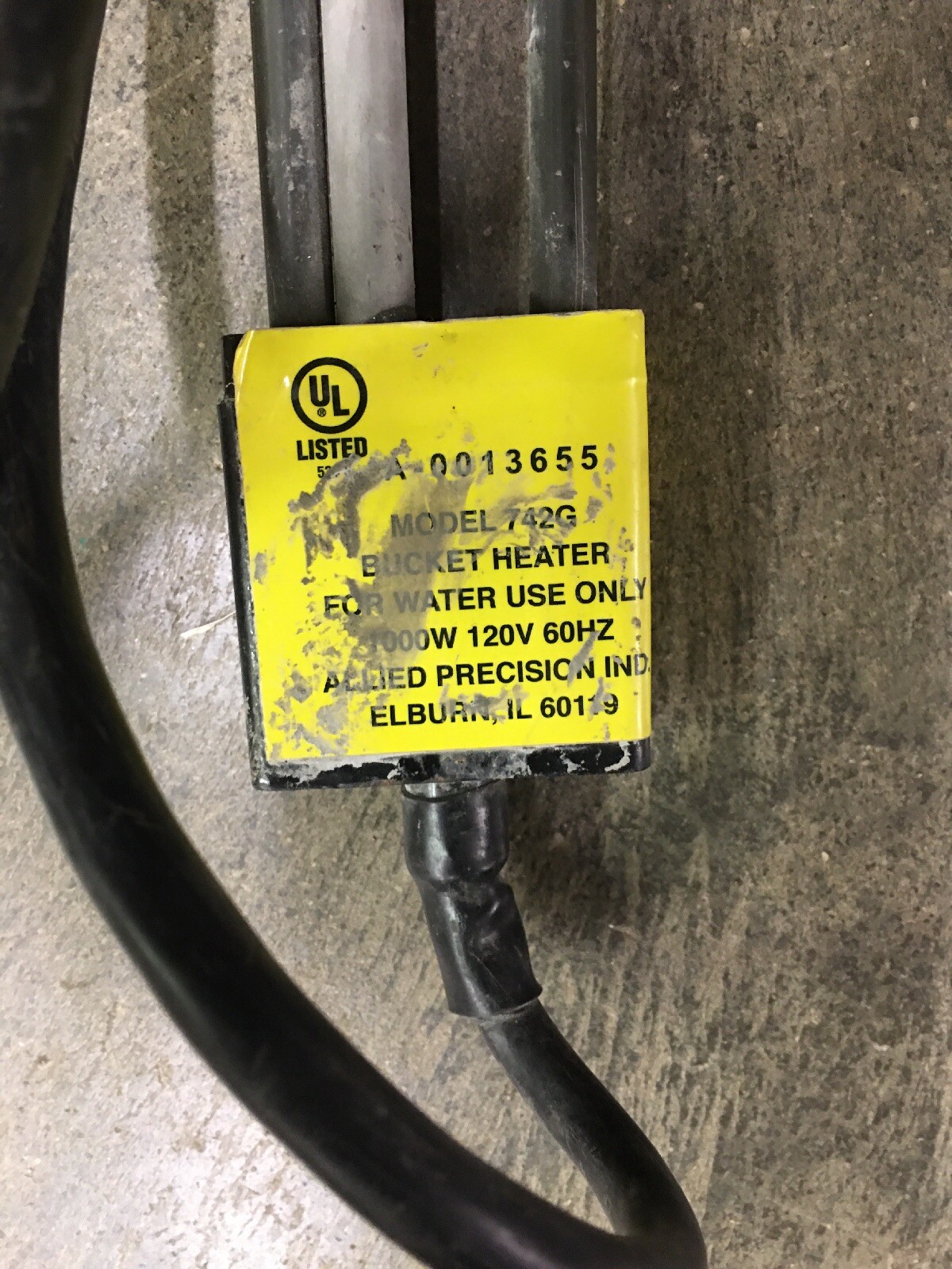 Allied Precision 742G Bucket Heater, 1000w