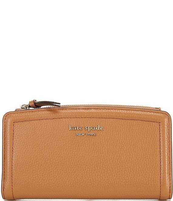 NWT $168 Kate Spade Knott Pebbled Leather Zip Slim Wallet