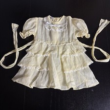 Vintage 50s Trude of California Baby Girl Sheer Yellow Organdy Party Dress 1950s