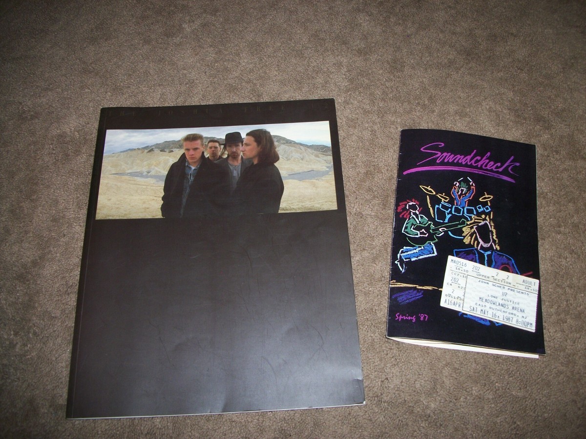 U2 Joshua Tree Spring 1987 Tour Concert Program Book w/ ticket