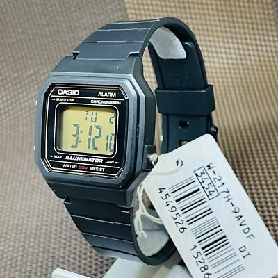 Casio W-217H-9A Illuminator Alarm Chronograph Black Resin Digital