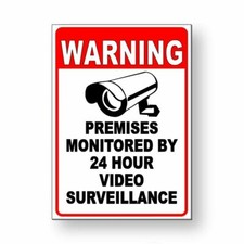 Premises Monitored By 24 Hour Video Surveillance Metal Sign security cctv S031
