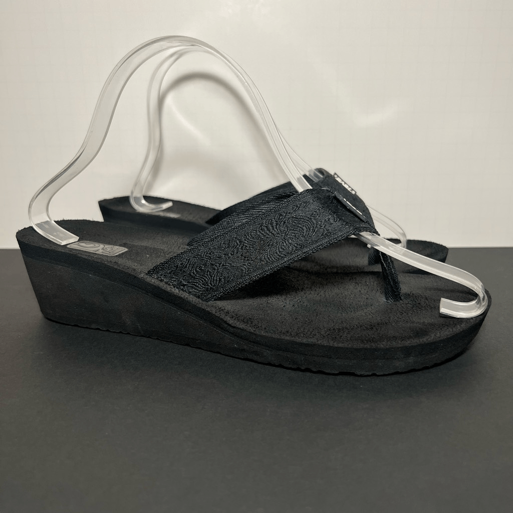 Womens TEVA Mush Mandalyn Wedge Black Flip Flop Sandals Size - Main Image
