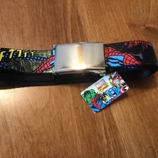 Buckle Down Seatbelt Belt -Marvel Spiderman FFFFFTTTT 1.25”W Repeat Pattern E37