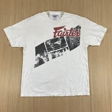 Vintage Fairtex Shirt Mens XL White Grapic Print MMA Kickboxing Boxing Y2K UFC