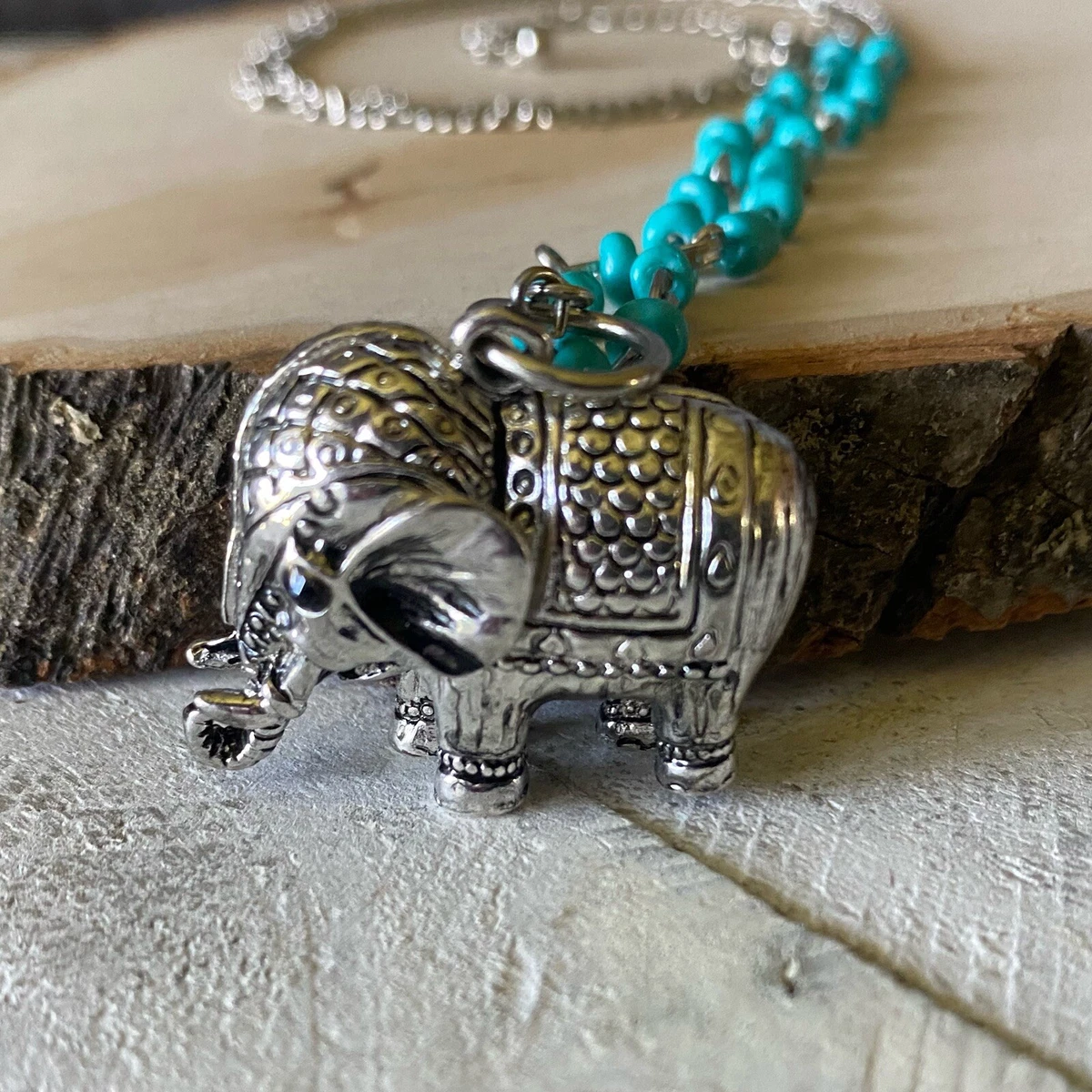 Elephant necklace silver deals