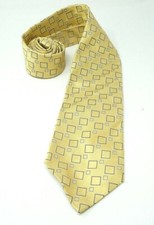 Vintage Burberry 100 Silk Geometric Squares Pattern Men s Tie Yellow Blue