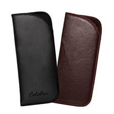 Calabria Half Slip Soft Eyeglass Case 2 PACK-1 Black 1 Brown Syn.Leather  Felt