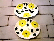 Lot of Two Blue Ridge RIDGE DAISY Oval Platters Hand Painted 11 and 13 inch