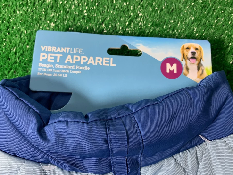 Vibrant Life Ropa para Perros, Sherpa Contraste Yugo Mascota Chaqueta, Azul, Mediana Foto 3 de 4