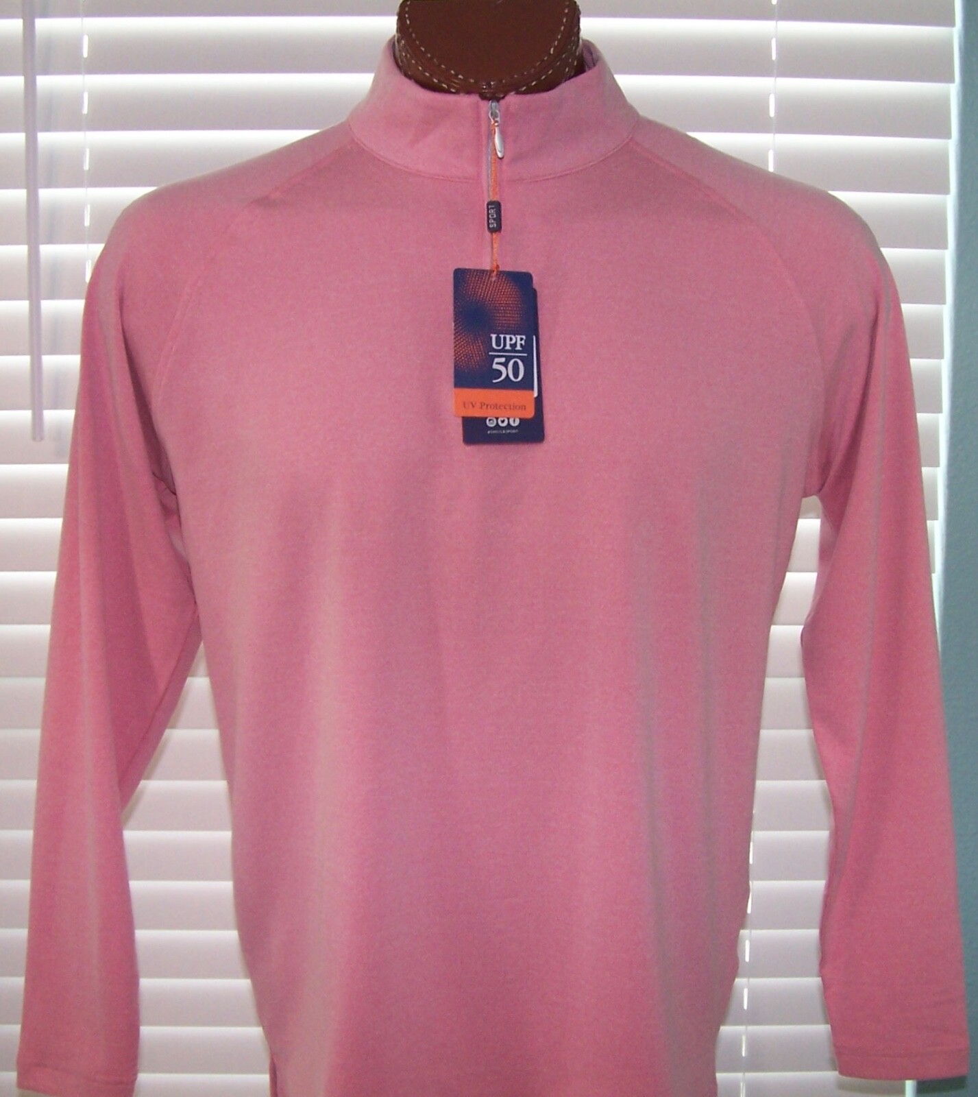 DONALD ROSS SPORT L/S Trimmer Style, UPF 50 Wicking zip PULLOVER sz L