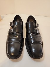 GUCCI Men’s Black Leather Double Monkstrap Oxfords Shoes Size 8.5 E Wide