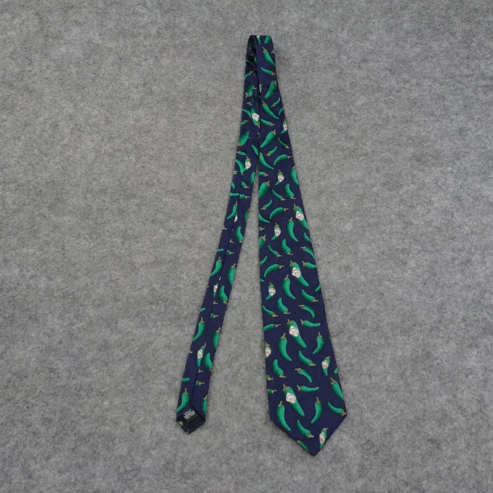 Corbata Tabasco Para Hombre Verde Seda Chili Pimientos Punto Azul Estampado Azul Verde Foto 2 de 4