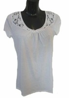 S3 )Damen Tom Tailor T-SHIRT Shirt Kurzarm Weiss Offwhite Gr. Xl / 42 Neu