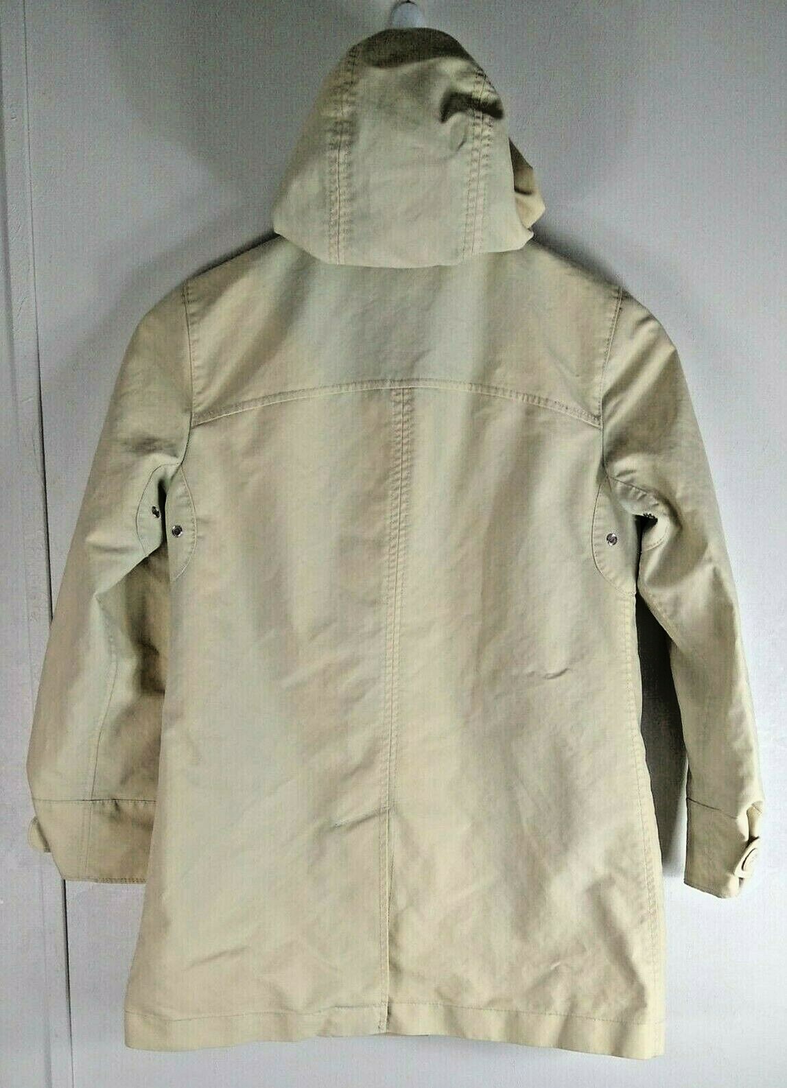 Women's LL Bean Rain Jacket Slicker W Hood Ivory Line… Gem