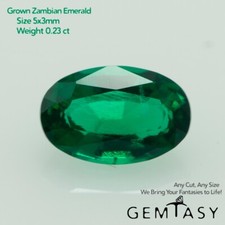 Cut stone - Emerald Zambian hydrothermal lab grown, Oval 5x3mm 0.21-0.2ct