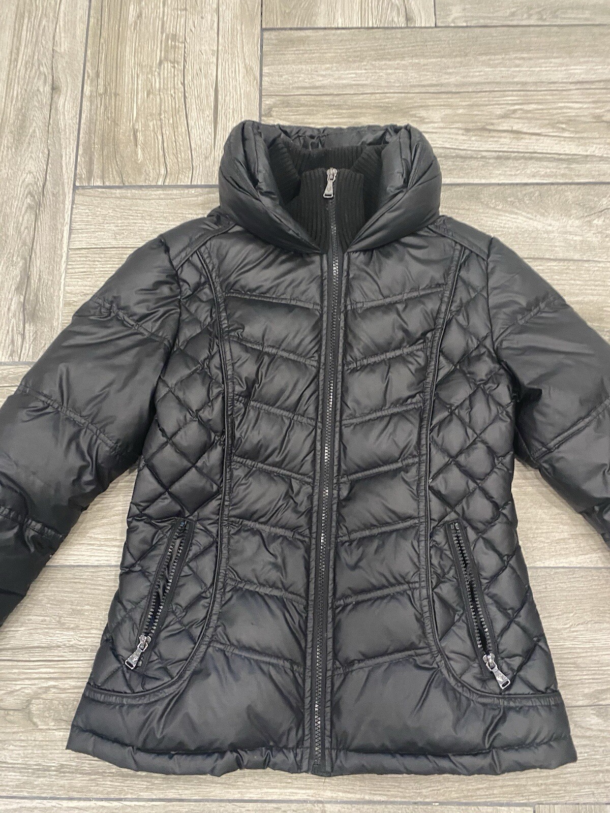Womens Size Small Guess Solid Black Down Puffer J… - image 4