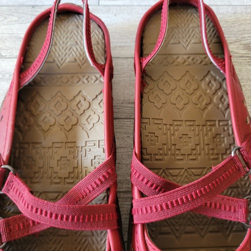 Muk Luks Sport Shoes 7 Red Mary Jane flats Geometric Cutouts Ankle Strap Womens - Picture 10 of 10