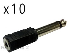 10 Pack Lot - 3.5mm 1/8" Stereo Female to 1/4" 6.35mm Mono Male Audio Adapter