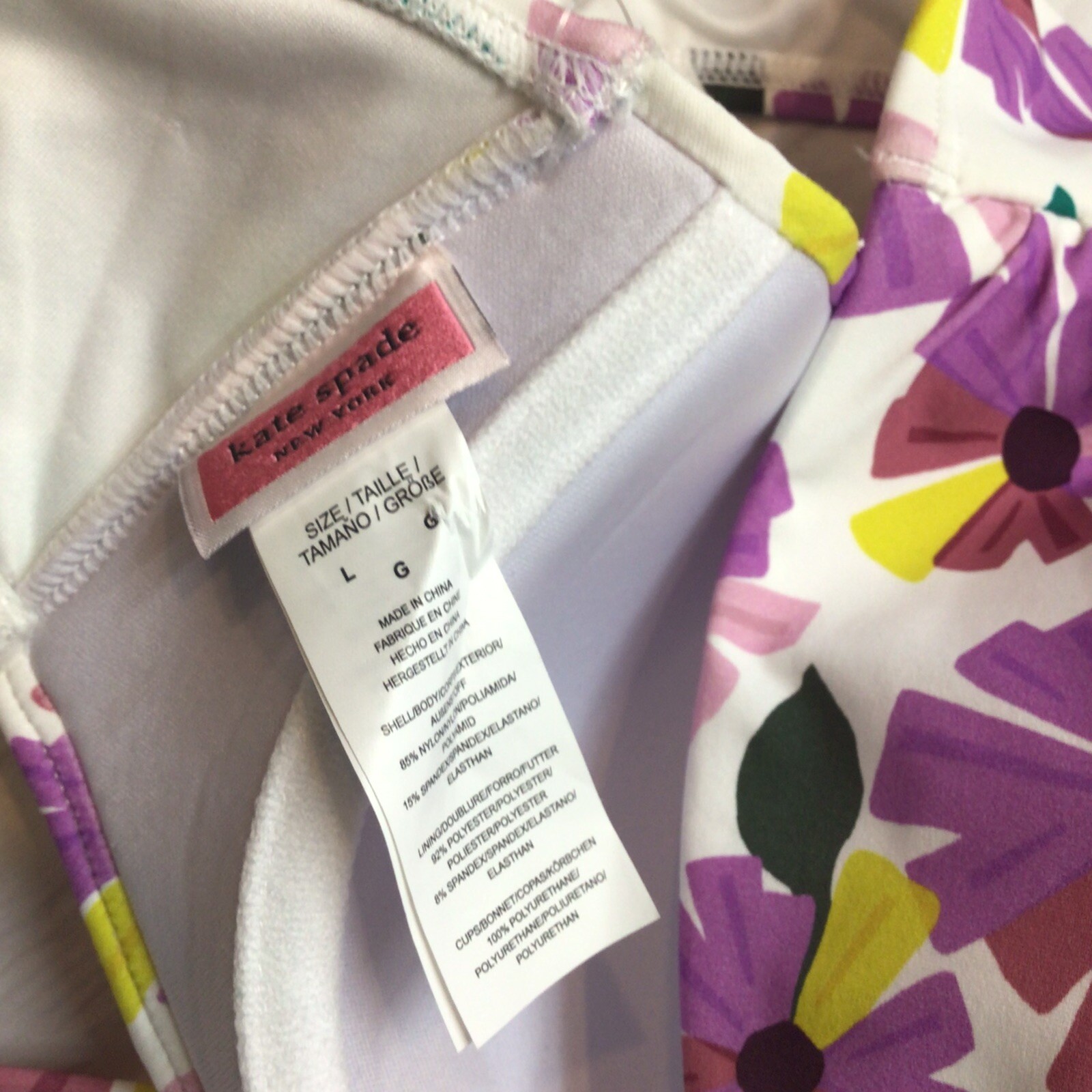 2pc Kate Spade White Floral Cruise Convertible Ruffle Bikini Set Size Large thumbnail 9