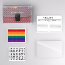 13-Slot Recipe Binder Set: 50 Cards, Sleeves Stickers, PP Organizer