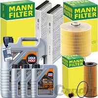 Mann Inspektionspaket+Liqui Moly 5W-30 ÖL Passend FüR Audi A6 C6 4F 2.7+3.0 TDI