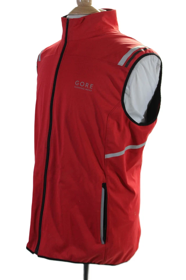 Chaleco Chaqueta Gore Para Hombres Relfective Trim Cremallera Completa Ropa Activa Rojo Talla XL Foto 2 de 4