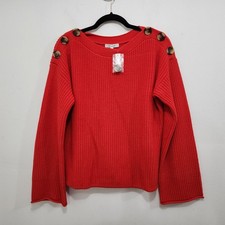 Madewell Calloway Boatneck Pullover Ribbed Knit Sweater Poppy Red NEW Womens S
