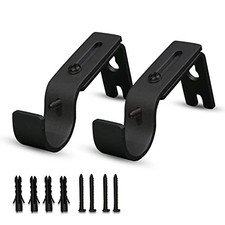 AAZHAN ADJUSTABLE CURTAIN ROD BRACKET - METAL CURTAIN ROD HOLDERS WITH - BLACK