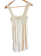 American Eagle Smocked Tiered Dress Womens Medium Cream Gauze Cottagecore Mini