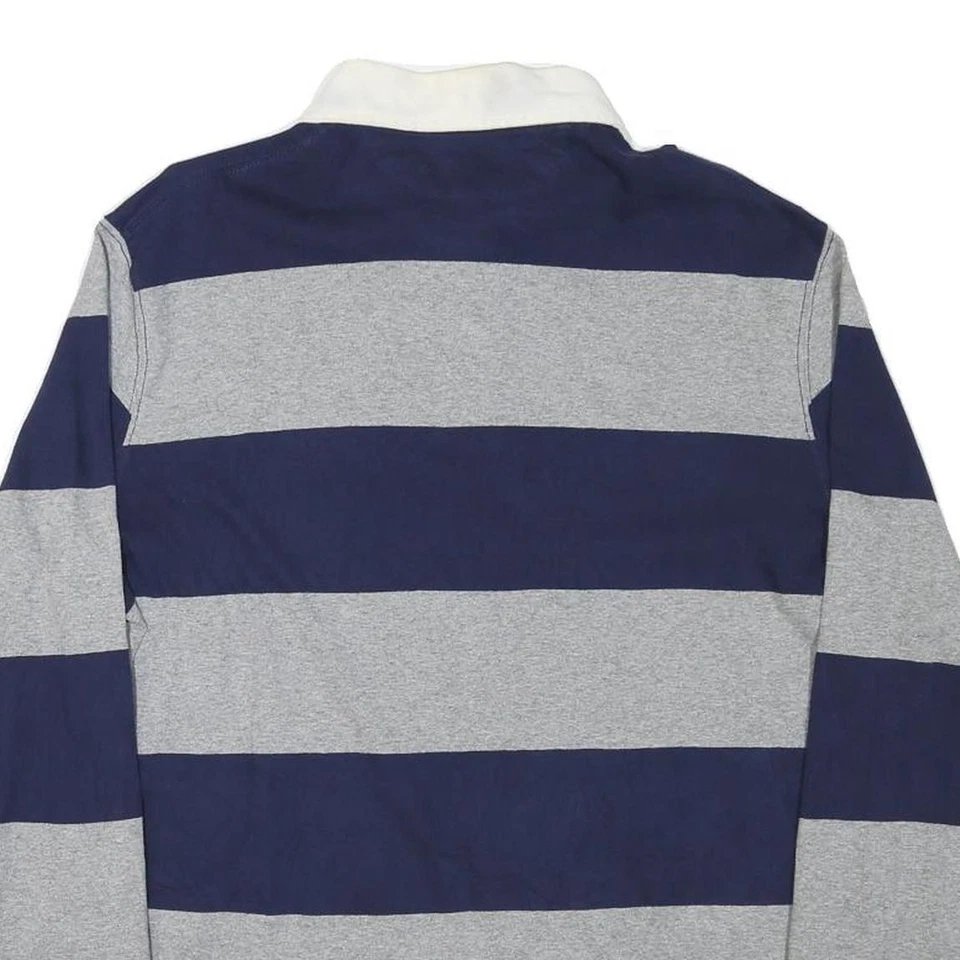 POLO RALPH LAUREN Mens Navy & Grey Striped Long Sleeve Polo Shirt M Cotton Blend - Image 4 of 4