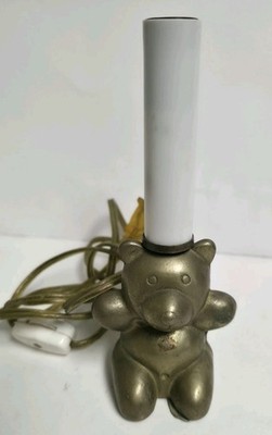 Antique Brass Teddy Bear Accent Lamp Electric Candle Nightlight Vtg 1980s