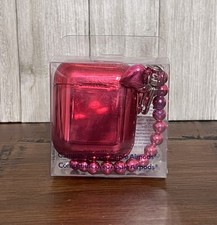 NIB - Claire  s Bright Metallic Pink Apple AirPod Plastic Case w/ Clip