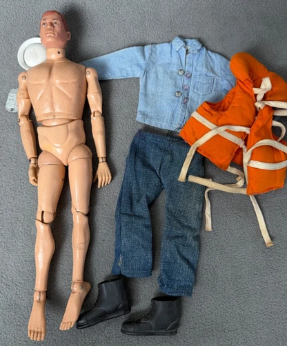 Vintage Hasbro Gi Joe 12" Figure w/ Painted Hair & Navy Clothing 1964