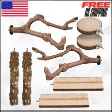 Bird Perch Cage Accessories Natural Grape Paw Grinding Stand Toys 8PC