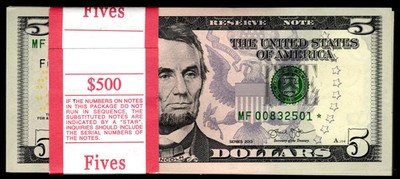 $5 2013 Original STAR PACK Atlanta Colorized Fives 100 Consecutive BEP Strap Gem